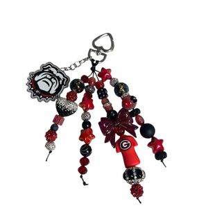 Georgia Bulldog  Beaded Bag Charm